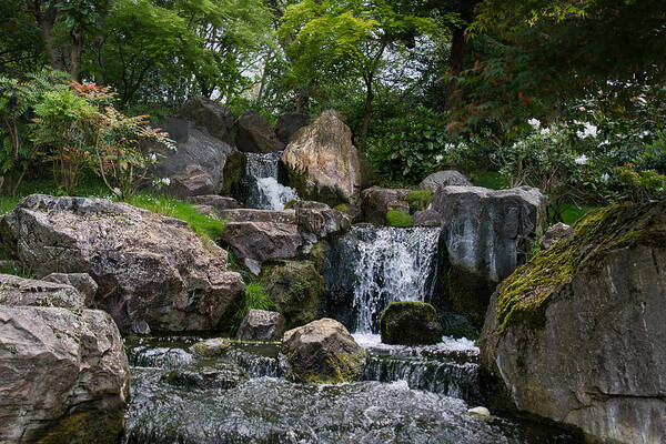 Kyotogardens Art Print featuring the photograph Kyoto Gardens Waterfall by Raymond Hill