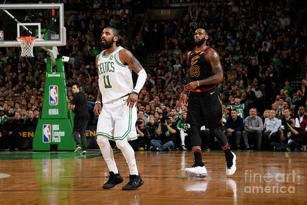 Kyrie Irving Art Print featuring the photograph Kyrie Irving and Lebron James by Brian Babineau