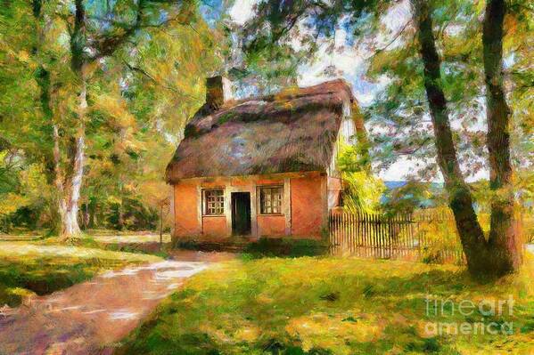 Cottage Art Print featuring the mixed media La Maison Acadienne by Eva Lechner