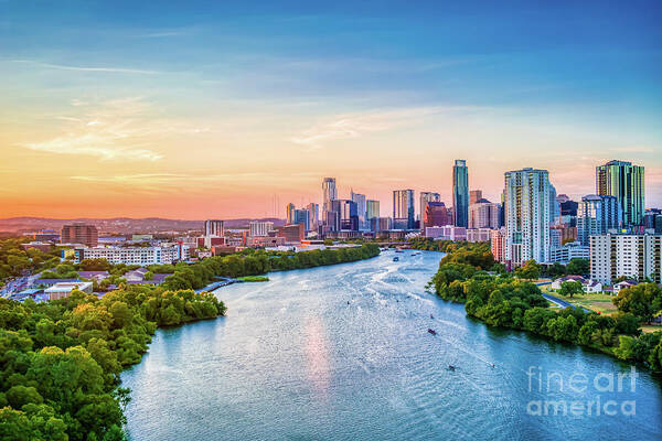 Texas Art Print featuring the photograph Ladybird Lake at Sunset by Bee Creek Photography - Tod and Cynthia