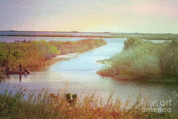 Fisherman Art Print featuring the digital art Lake Okeechobee Fisherman by Patti Powers