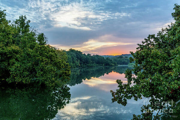 Lake Springfield Art Print featuring the photograph Lake Springfield Golden Hour Sunrise by Jennifer White