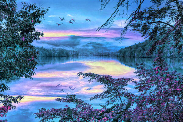 Carolina Art Print featuring the photograph Lake Through the Evening Trees Ocoee Parksville by Debra and Dave Vanderlaan