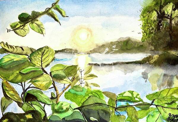 Lake Art Print featuring the painting Lake Winyah by Bryan Brouwer