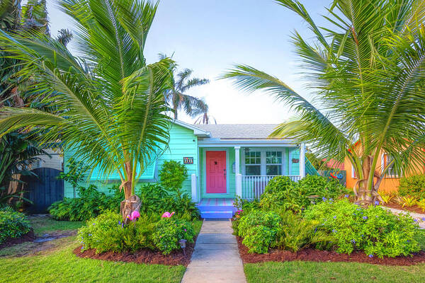 Fence Art Print featuring the photograph Lake Worth Beach Home and Cottage Tour 1115 North Ocean Breeze by Debra and Dave Vanderlaan