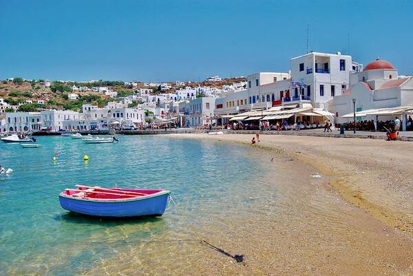 Boat Art Print featuring the photograph Landed in Mykonos by Michael Descher