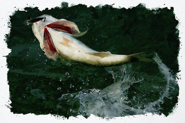 Jumping Art Print featuring the digital art Largemouth airborne by Chauncy Holmes
