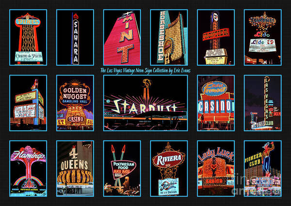 Las Vegas Neon Signs Art Print featuring the photograph Las Vegas Vintage Neon Signs Collection Slides Featuring The Stardust Casino by Aloha Art