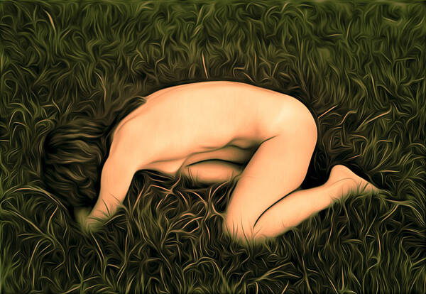Nude Art Print featuring the photograph Lass in Grass by Jim Painter