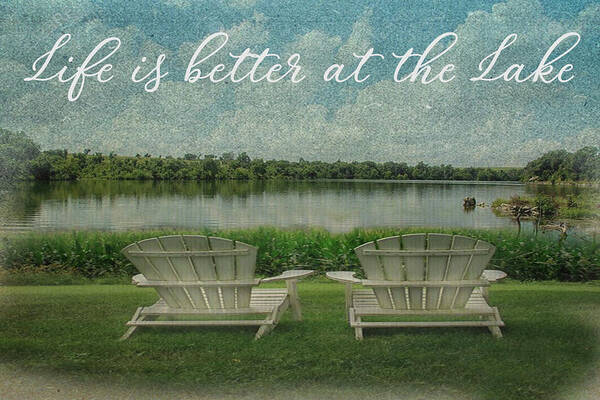 Andirondack Chairs Art Print featuring the photograph Life is Better at the Beach by Jolynn Reed