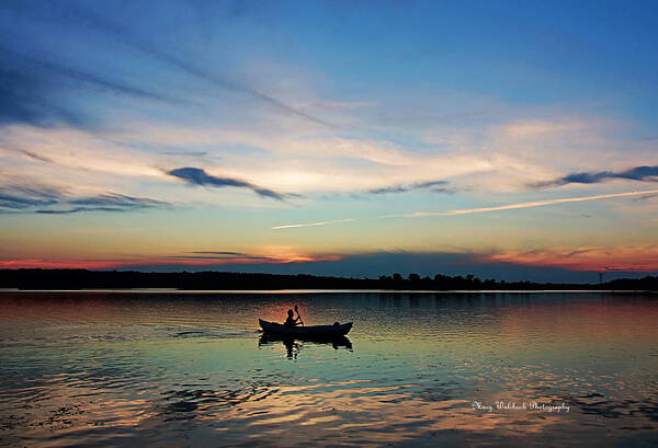 Lake Sunset Art Print featuring the photograph Life is but a Dream on a Kayak by Mary Walchuck