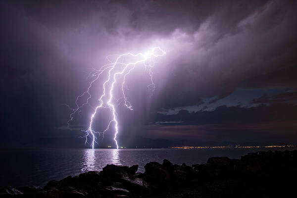 Storm Art Print featuring the photograph Lightning Man by Wesley Aston