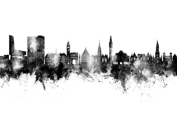 Lille Art Print featuring the digital art Lille France Skyline #63 by Michael Tompsett