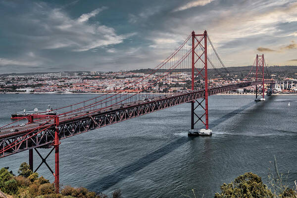 Landscape Art Print featuring the photograph Lisbon Bridge by Micah Offman
