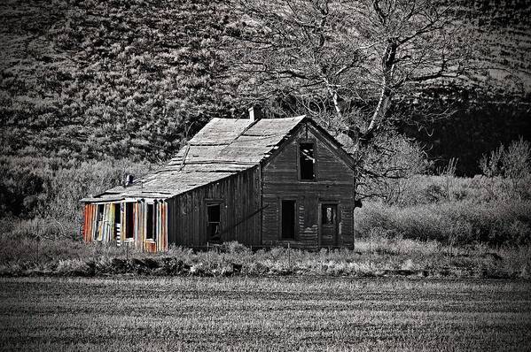  Art Print featuring the digital art Little Central Oregon Homestead by Fred Loring