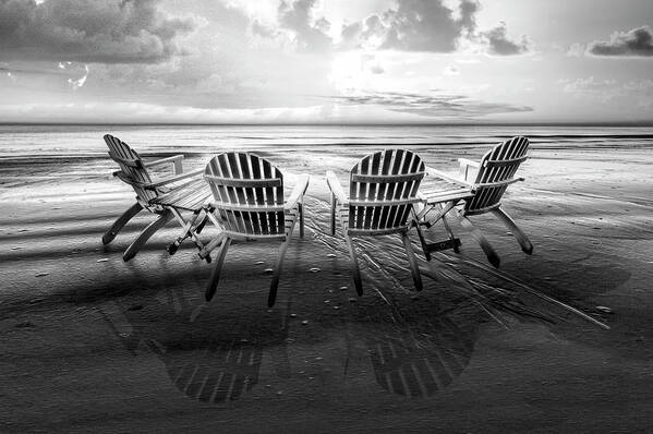 Black Art Print featuring the photograph Living the Beach Life Black and White by Debra and Dave Vanderlaan