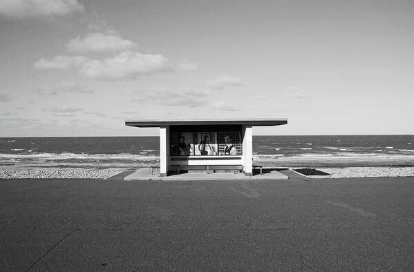 Llandudno Art Print featuring the photograph LLANDUDNO. Shelter on the Promenade. by Lachlan Main