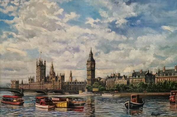  Art Print featuring the painting London, England by Raouf Oderuth