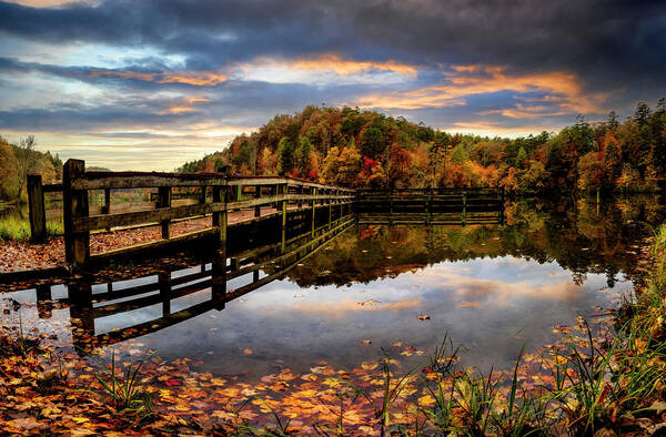 Dock Art Print featuring the photograph Long Dock into the Lake by Debra and Dave Vanderlaan