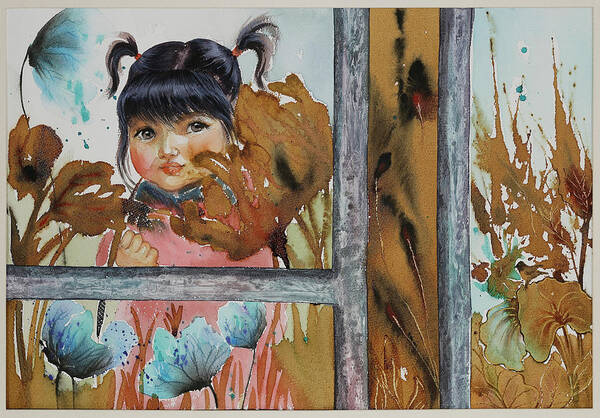 Look Out The Window Art Print featuring the painting Look Out The Window by Munkhzul Bundgaa
