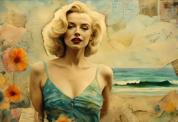 Collage Art Print featuring the digital art Loveletter from the beach by My Head Cinema