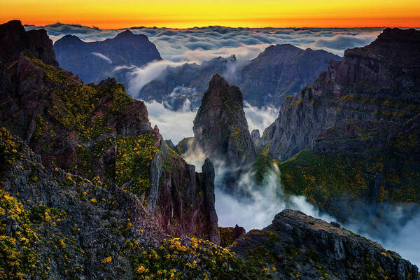 Madeira Art Print featuring the photograph Madeira Peaks by Evgeni Dinev