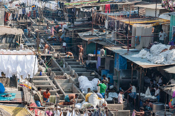 Working Art Print featuring the photograph Mahalaxmi Dhobi Ghat, Mumbai, India - World's largest outdoor laundry. by Malcolm P Chapman
