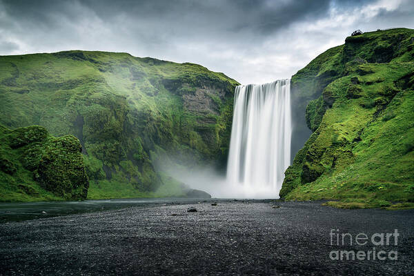 Iceland Art Print featuring the photograph Majestic Skogafoss waterfall, Iceland by Delphimages Photo Creations