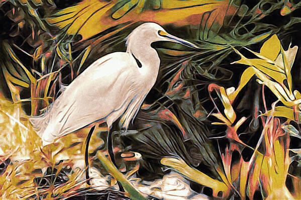 Marsh Heron Art Print featuring the painting Marsh Heron by Susan Maxwell Schmidt