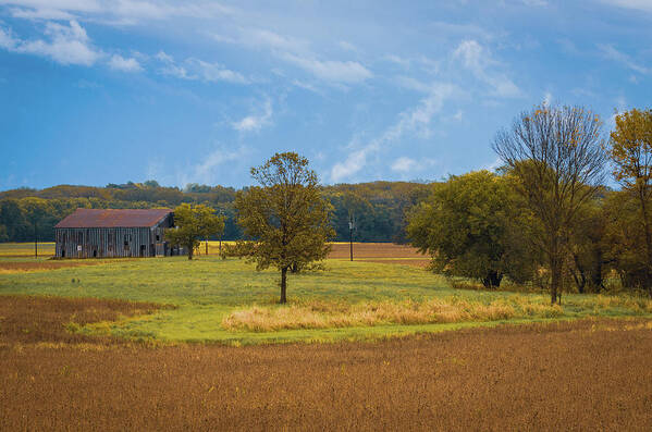 Barn Art Print featuring the photograph Metal Barn sitting in the Missouri Countryside by George Strohl