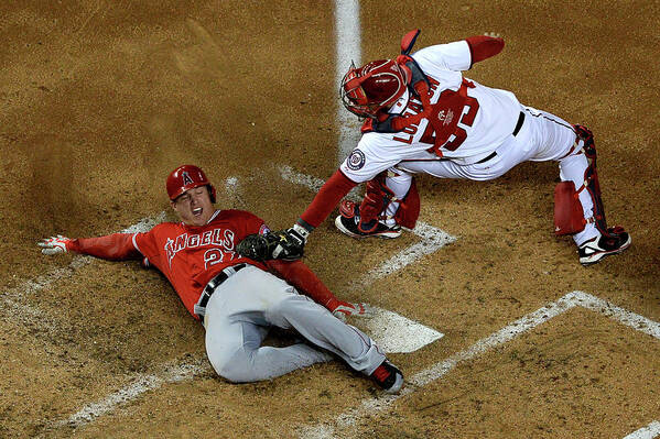 Baseball Catcher Art Print featuring the photograph Mike Trout by Patrick Smith