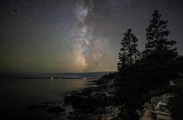 Milky Way Art Print featuring the photograph Milky Way over Acadia Western Point by GeeLeesa Productions
