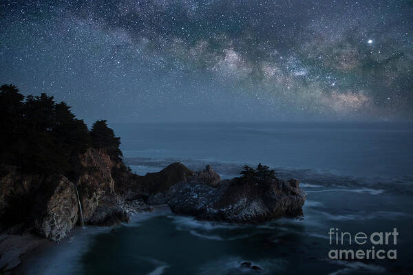 Mcway Falls Art Print featuring the photograph Milky Way over McWay Falls by Keith Kapple
