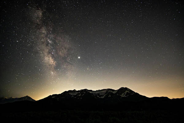 Timpanogos Mountain Art Print featuring the photograph Milky Way over Timpanogos by Wesley Aston