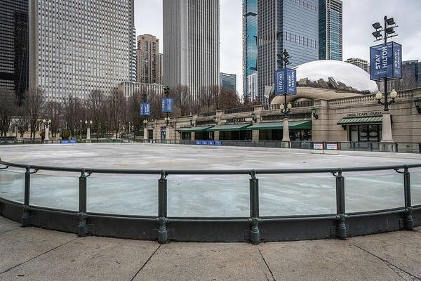 Chicago Art Print featuring the photograph Millennium Park and the Lonely Bean by Laura Hedien