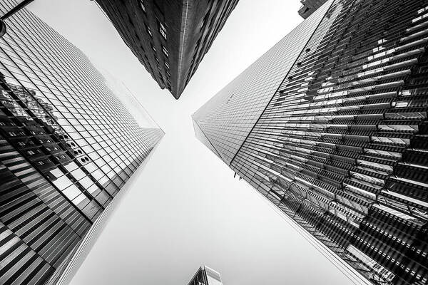 Abstract Art Print featuring the photograph Mirror effect on buildings by Jean-Luc Farges