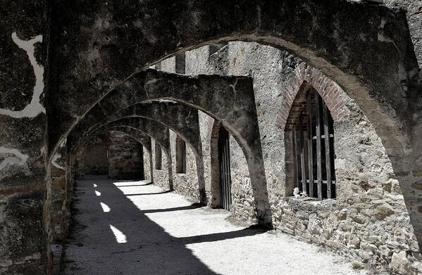 Historical Photograph Art Print featuring the photograph Mission San Jose Arches No One by Expressions By Stephanie