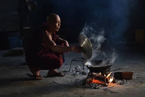 Monk Art Print featuring the photograph Monk in the kitchen by Robert Bociaga