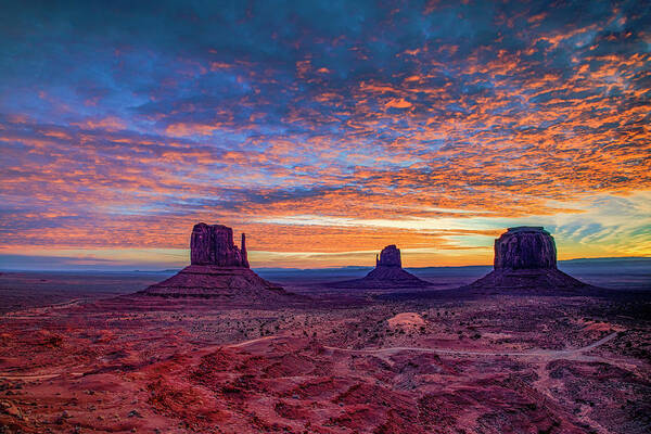 American Art Print featuring the photograph Monument Valley Sunrise by Andy Crawford