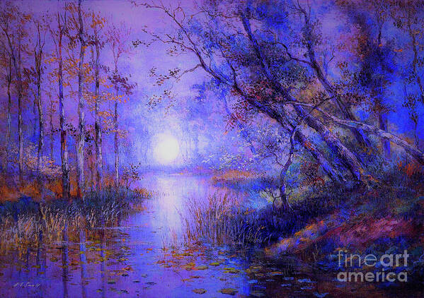 Landscape Art Print featuring the painting Moonlight from Heaven by Jane Small