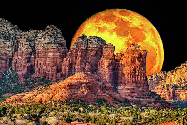 Coffee Pot Rock Art Print featuring the photograph Moonrise at Coffee Pot Rock by Al Judge