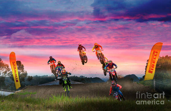 Motocross Art Print featuring the photograph Motocross Is Not For Sissies VI by Al Bourassa