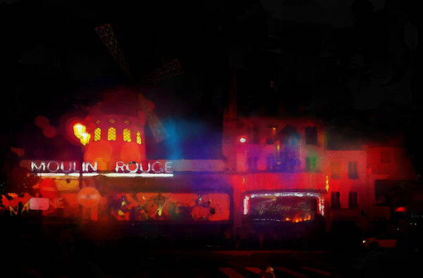 Moulin Rouge Art Print featuring the digital art Moulin Rouge, Paris by Jerzy Czyz