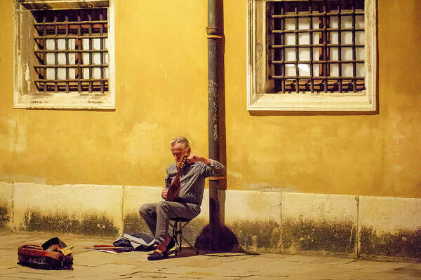 Venice Photography Art Print featuring the photograph Musician In Venice by Marla Brown