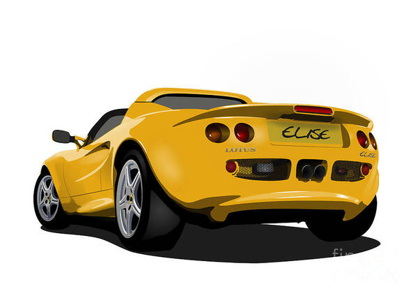 Sports Car Art Print featuring the digital art Mustard Yellow S1 Series One Elise Classic Sports Car by Moospeed Art