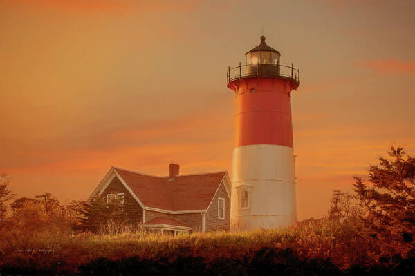 Lighthouse Art Print featuring the photograph Nauset Lighthouse in the evening glow by JBK Photo Art