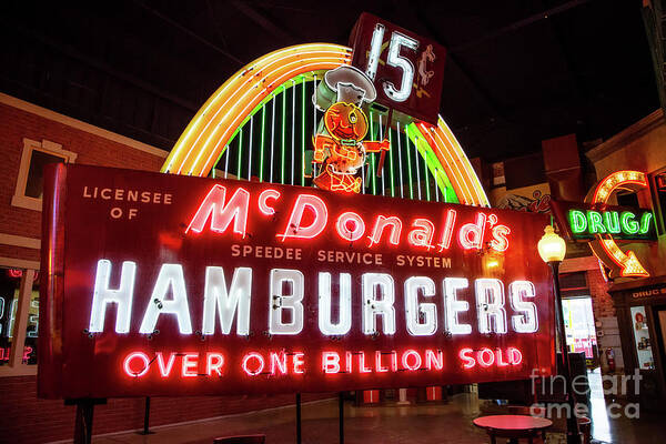 Mcdonalds Art Print featuring the photograph Neon McDonalds by Ed Taylor