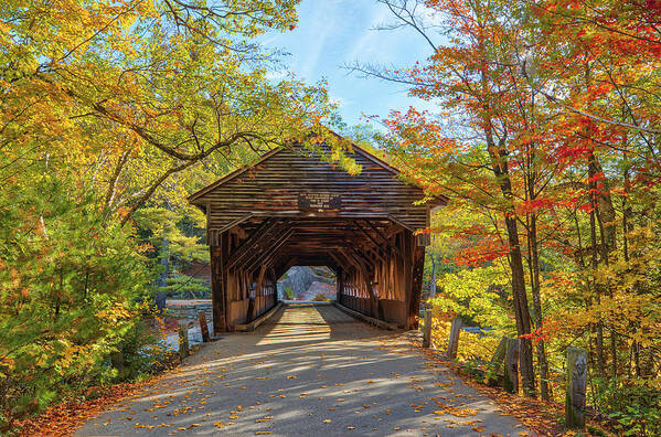 Albany Covered Bridge Art Print featuring the photograph New Hampshire Fall Foliage at the Albany Covered Bridge by Juergen Roth