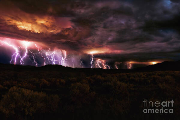 Taos Art Print featuring the photograph New Mexico Lightning Show 1 by Elijah Rael