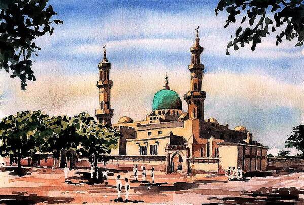  Art Print featuring the painting NIGERIA, Kano Mosque 2 by Val Byrne